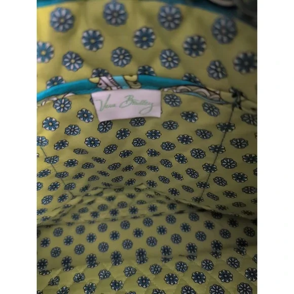 NWOT Vera Bradley Retired Peacock Pattern Teal Lime Green Large Purse Tote - Picture 7 of 7